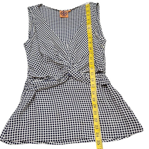 Tory Burch Tan and Black Polka Dots Silk Sleeveless Tank Top Size 4 - Picture 5 of 8